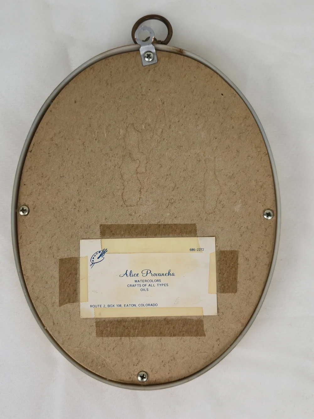 Vintage Oval Gold Framed Pressed Flower Art - Signed A. Provancha